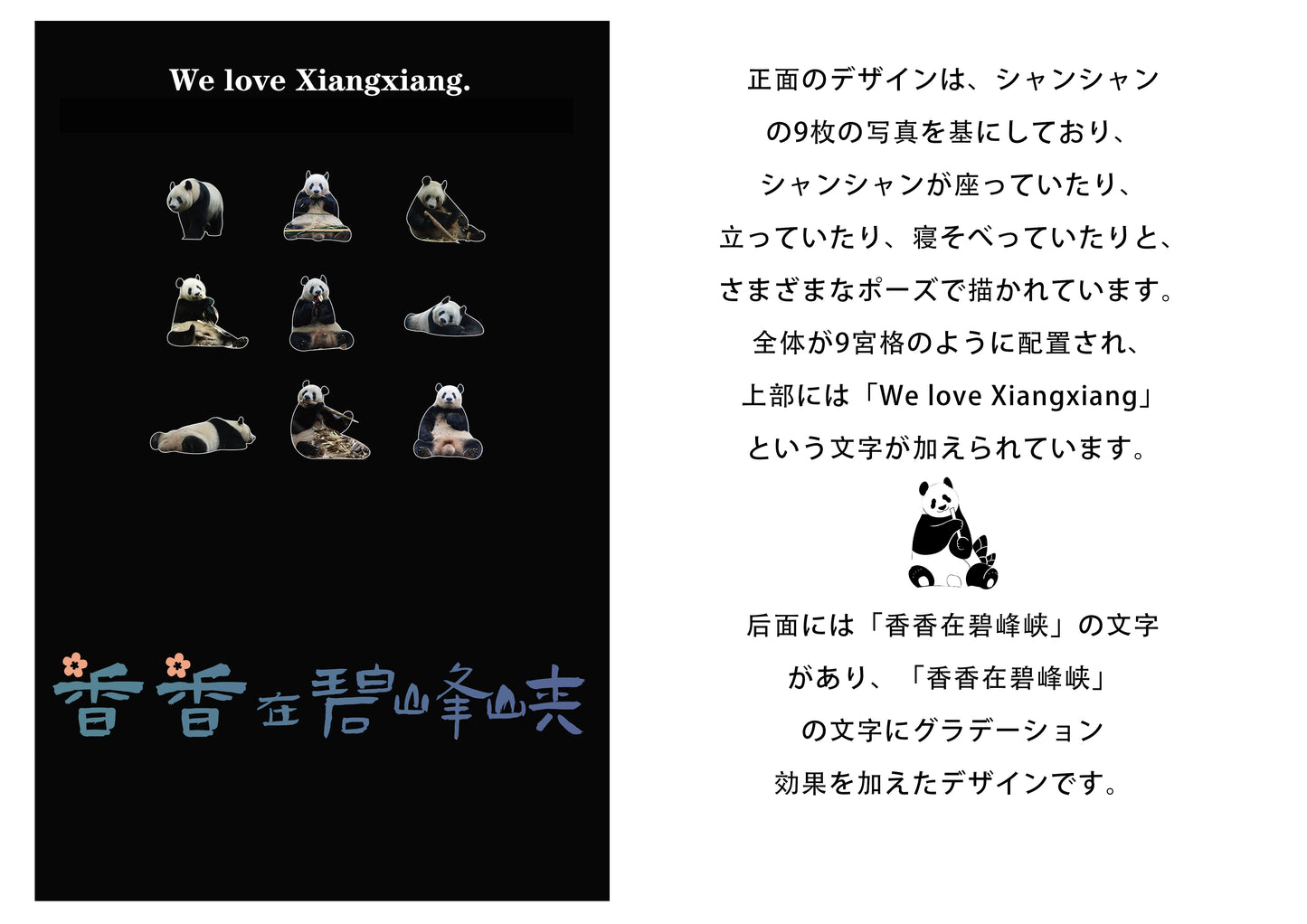 柄は前に  ファスナーなし  薄手 パーカー九つのポーズのシャンシャン